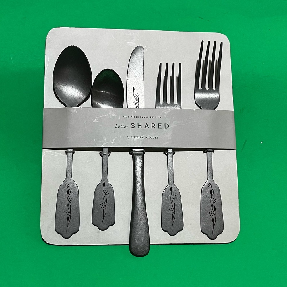 Anthropologie Hammond Flatware Five-Piece Place Setting New Unique and Gorgeous!